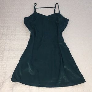 H&M polyester sateen mini dress in emerald green